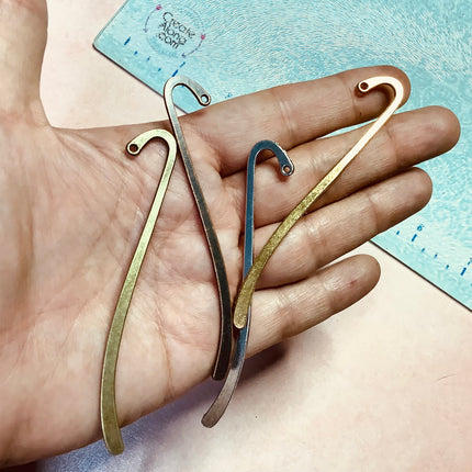 3 Bookmark Blanks Hook Metal to make clay or beaded dangles - Create Along 
