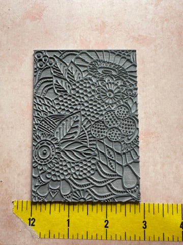 Floral Extravaganza Flower polymer clay rubber stamp texture - Create Along 