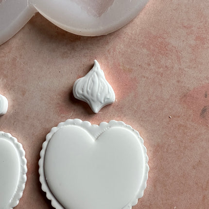 Flaming Heart Milagro Earrings Silicone mold Valentine - Create Along 