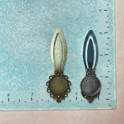 Metal Cabochon inset embossed clip metal bookmark - Create Along 