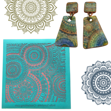 India Sunshine Mandala Silkscreen for Polymer Clay and Mixed Media - Create Along 