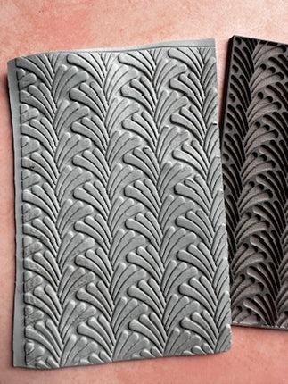 Art Deco Spout Flower polymer clay rubber stamp texture - Create Along 