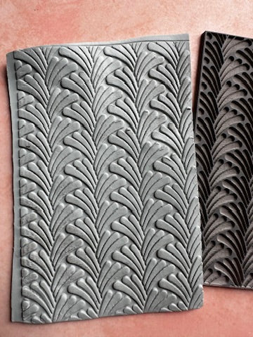Art Deco Spout Flower polymer clay rubber stamp texture - Create Along 