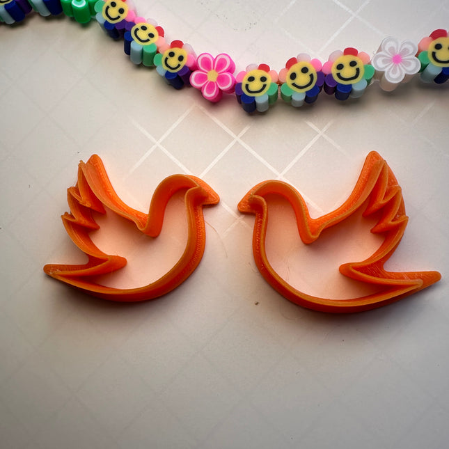 Dove of Peace mirrored flying bird clay earring cutter set - Create Along 