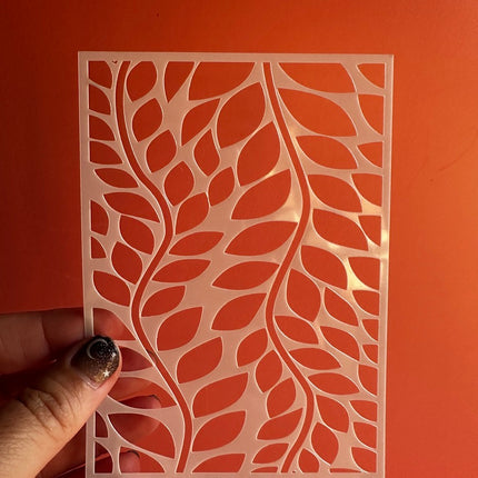 Forest Ferns botanical leaf polymer clay stencil texture sheet - Create Along 