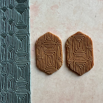 Polymer Clay Rubber Stamp Mod Rectangle Boho geometric pattern - Create Along 
