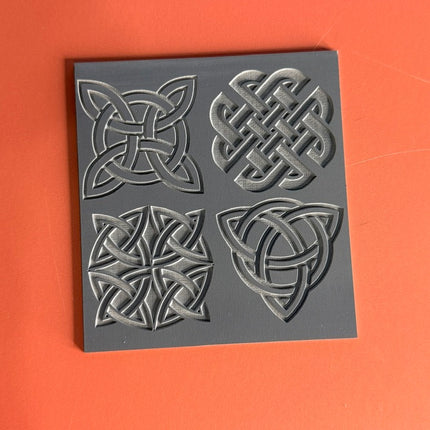 4 Celtic Knots polymer clay rubber stamp texture sheet