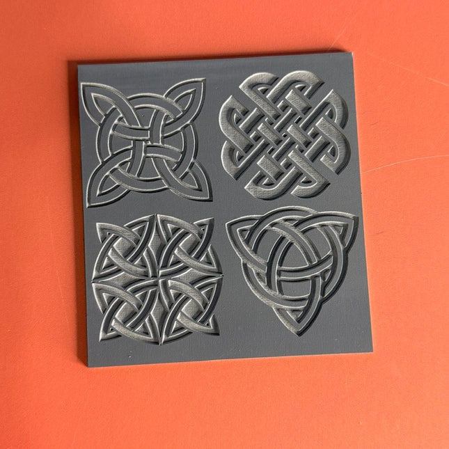4 Celtic Knots polymer clay rubber stamp texture sheet