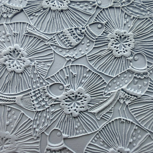 Pigeons and Poppies polymer clay Rubber Stamp texture sheet