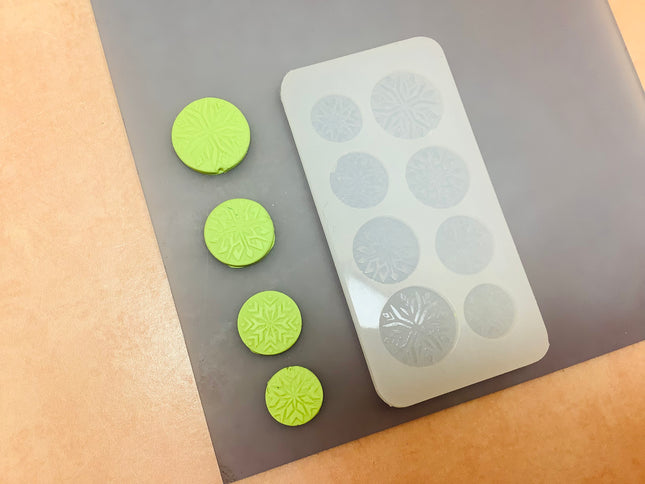 Nordic Snowflake Stud Clay Resin Earring toppers Silicone polymer clay mold Christmas - Create Along 