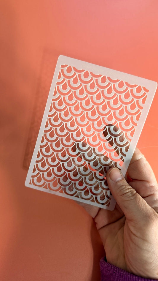 Big Art Deco Mermaid Scales Mylar Stencil Texture sheet