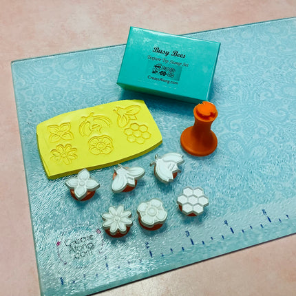 Texture Tips mini stamps Busy Bees for clay mica ink - Create Along 