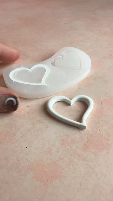 Open Heart Link Earrings Silicone mold Valentine - Create Along 