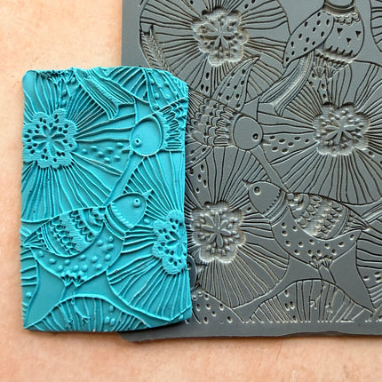 Pigeons and Poppies polymer clay Rubber Stamp texture sheet