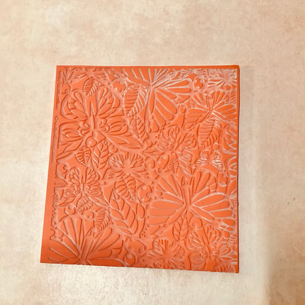 Rubber Stamp Wild Butterflies butterfly pattern polymer clay texture stamp - Create Along 