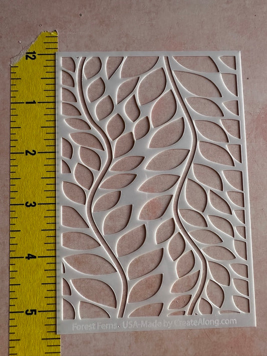 Forest Ferns botanical leaf polymer clay stencil texture sheet - Create Along 