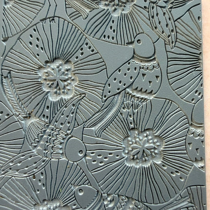 Pigeons and Poppies polymer clay Rubber Stamp texture sheet