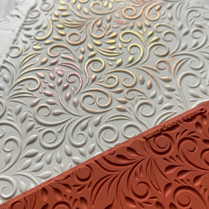Budding Swirling botanical Rubber Stamp Texture Sheet Mat (medium) - Create Along 