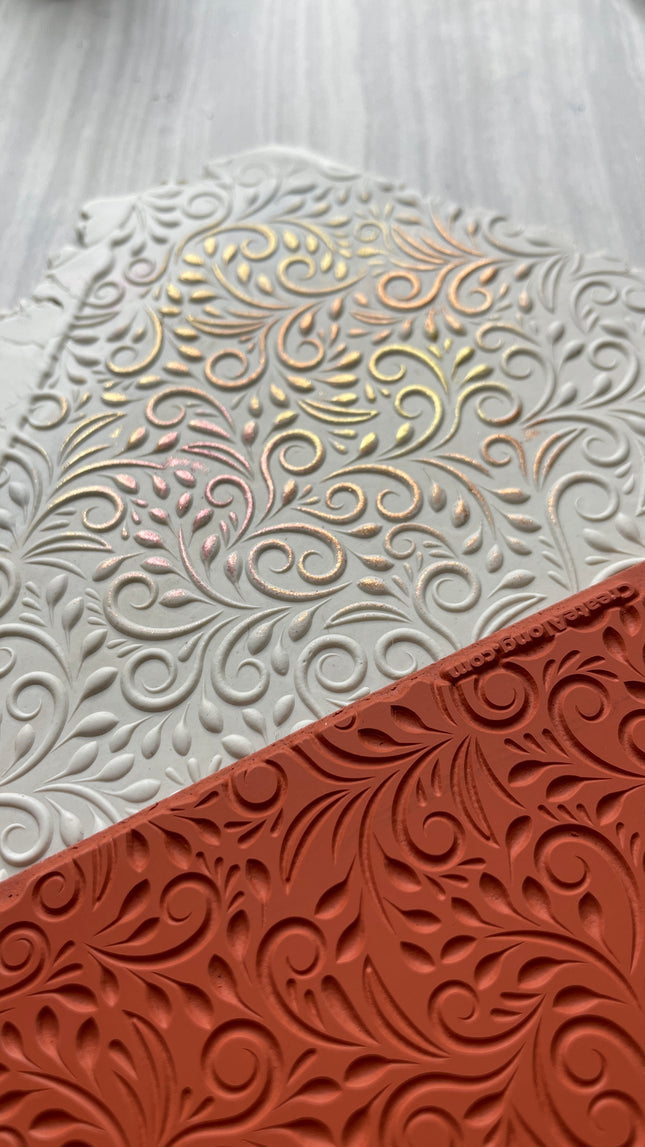 Budding Swirling botanical Rubber Stamp Texture Sheet Mat (medium) - Create Along 