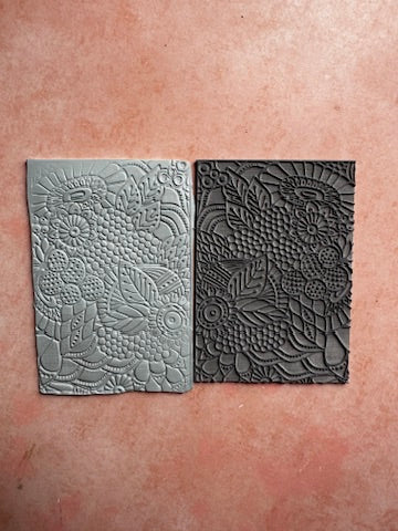 Floral Extravaganza Flower polymer clay rubber stamp texture - Create Along 
