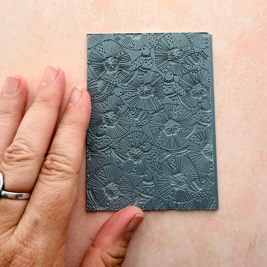 Pigeons and Poppies polymer clay Rubber Stamp texture sheet