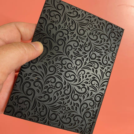 Budding Swirling botanical Rubber Stamp Texture Sheet Mat (medium) - Create Along 
