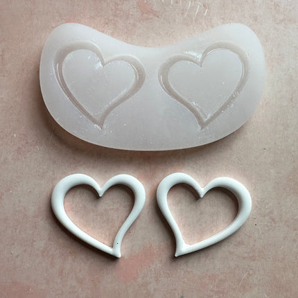 Open Heart Link Earrings Silicone mold Valentine - Create Along 
