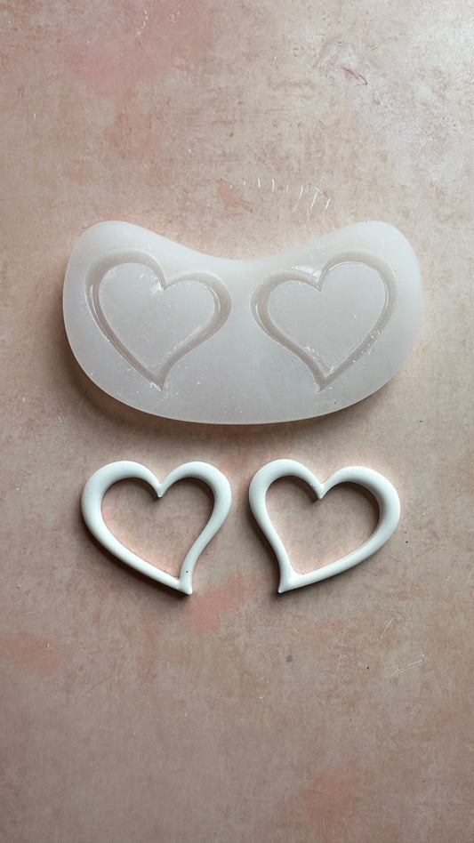 Open Heart Link Earrings Silicone mold Valentine - Create Along 