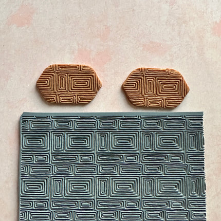 Polymer Clay Rubber Stamp Mod Rectangle Boho geometric pattern - Create Along 