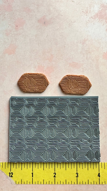 Polymer Clay Rubber Stamp Mod Rectangle Boho geometric pattern - Create Along 