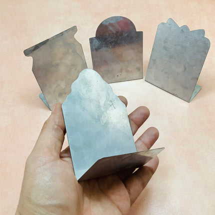 Shrine Shaped Metal stand Tins coverable Form for shrine art, RIP - Create Along 