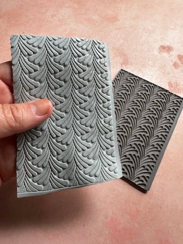 Art Deco Spout Flower polymer clay rubber stamp texture - Create Along 