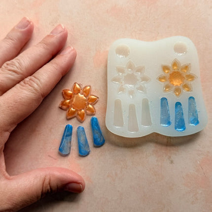 Sun Flower with Drops Silicone UV resin liquid clay mold