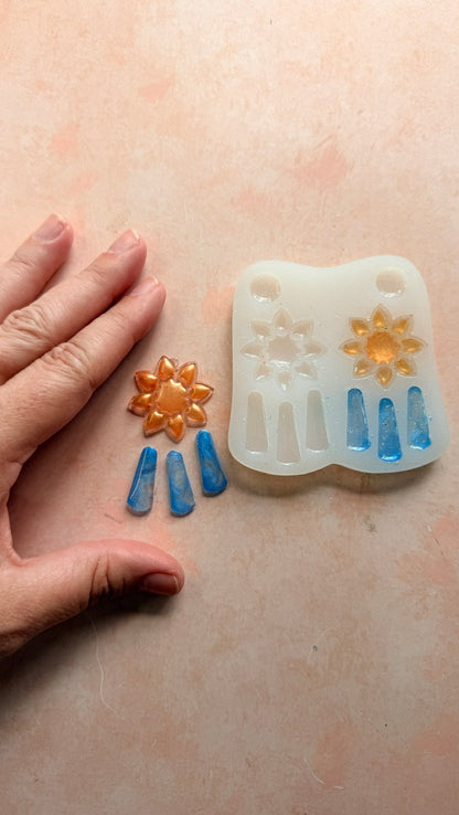 Sun Flower with Drops Silicone UV resin liquid clay mold
