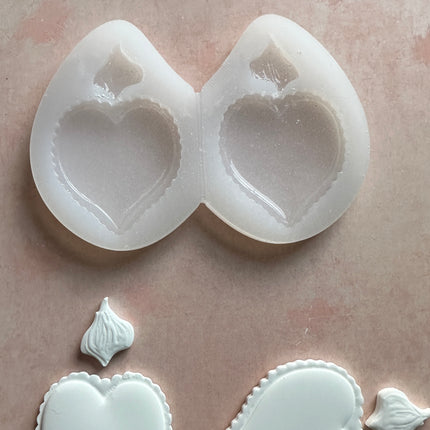 Flaming Heart Milagro Earrings Silicone mold Valentine - Create Along 
