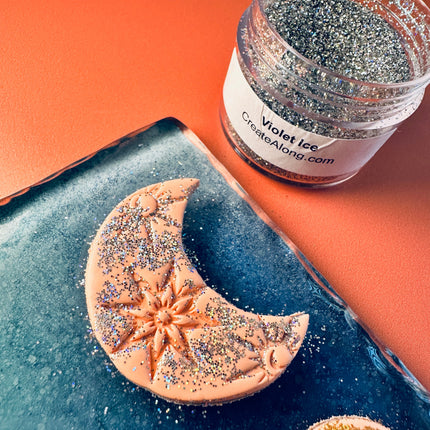 Violet Ice UF Superfine silver purple holographic Glitter 20 gram Jar resin clay and solvent safe - Create Along 