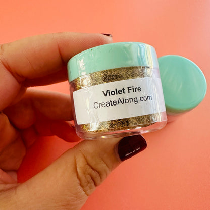 Violet Fire Ultrafine UF gold holographic Glitter 20 grams in Jar - Create Along 