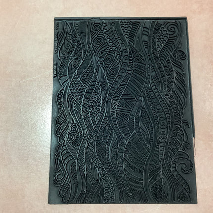 Tendril Tribal Ocean Rubber Stamp Ink medium Texture Sheet for polymer clay gelli plate printing scrapbooking jewelry mixed media - Create Along 