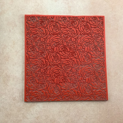 Roses Boho Rubber Stamp Polymer Clay Texture Sheet Mat | rose stamp - Create Along 