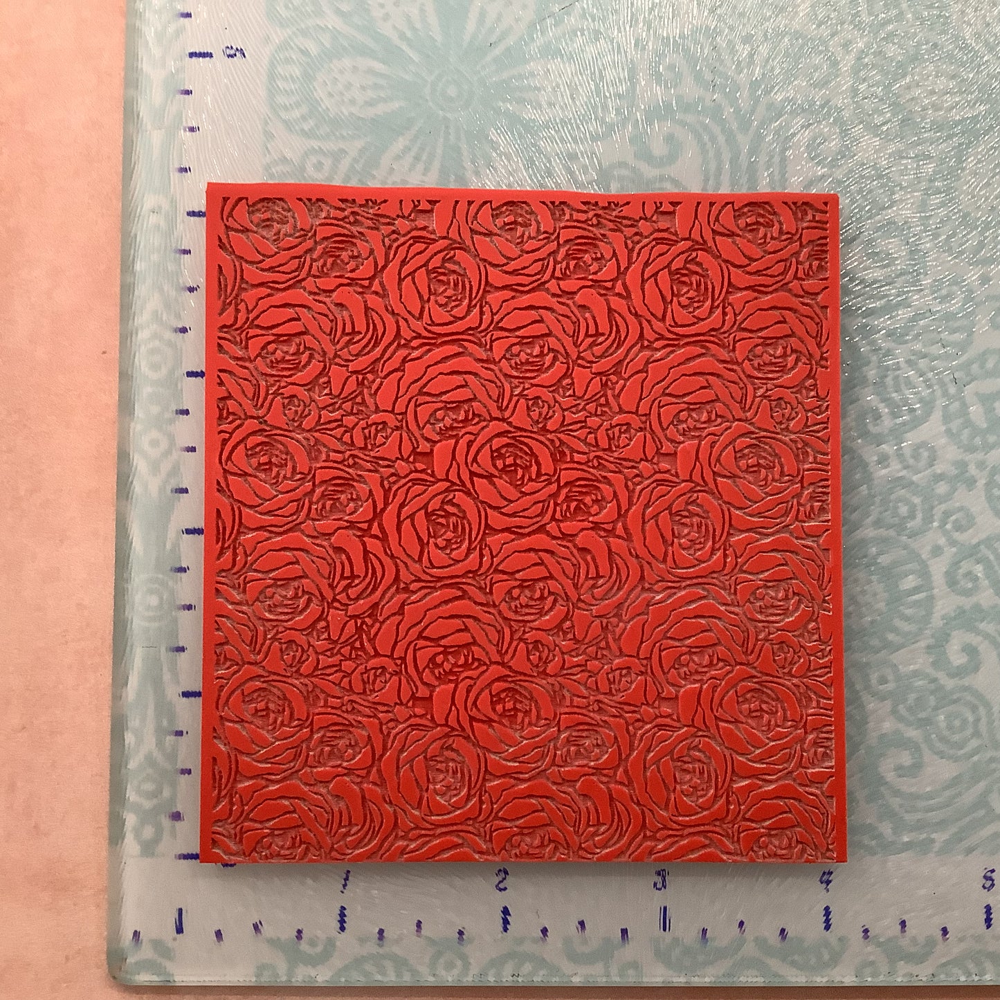 Roses Boho Rubber Stamp Polymer Clay Texture Sheet Mat | rose stamp