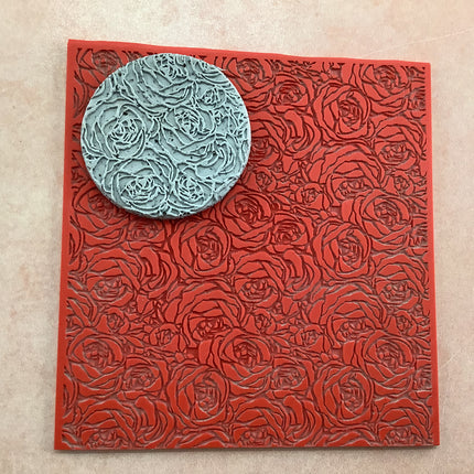 Roses Boho Rubber Stamp Polymer Clay Texture Sheet Mat | rose stamp - Create Along 