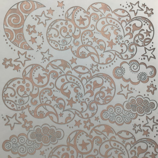 Swirling Stars Silk Screen, clouds, swirl, stencil, for Polymer Clay, Art Jewelry, Mixed Media