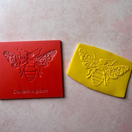 Fancy Bumble Bee rubber stamp deco element small stamps for polymer clay and crafts - Create Along 