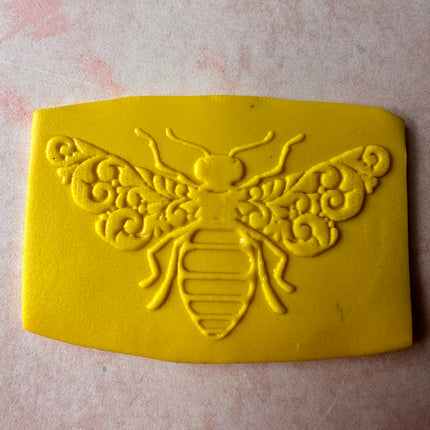 Fancy Bumble Bee rubber stamp deco element small stamps for polymer clay and crafts - Create Along 