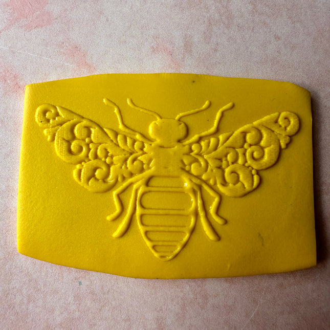 Fancy Bumble Bee rubber stamp deco element small stamps for polymer clay and crafts - Create Along 