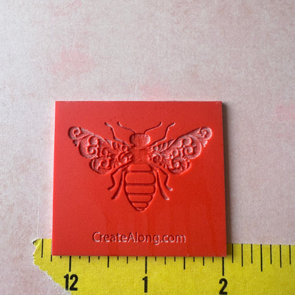 Fancy Bumble Bee rubber stamp deco element small stamps for polymer clay and crafts - Create Along 