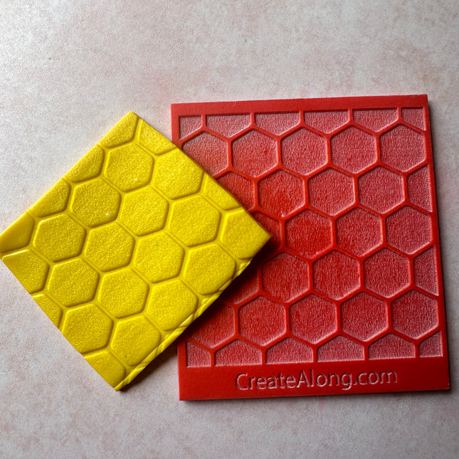 Honey Comb Innie rubber stamp deco element small stamps for polymer clay and crafts - Create Along 