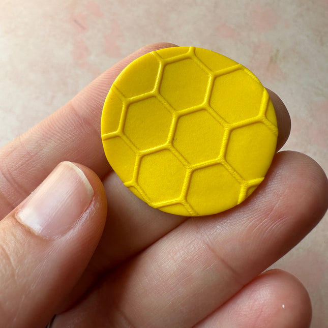 Honey Comb OUTIE rubber stamp deco element small stamps for polymer clay and crafts - Create Along 