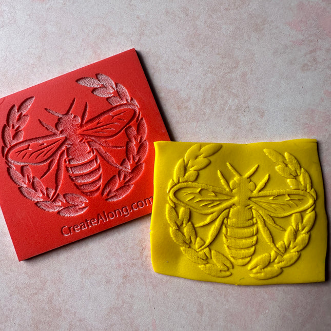 Queen Bee rubber stamp deco element small stamps for polymer clay and crafts - Create Along 