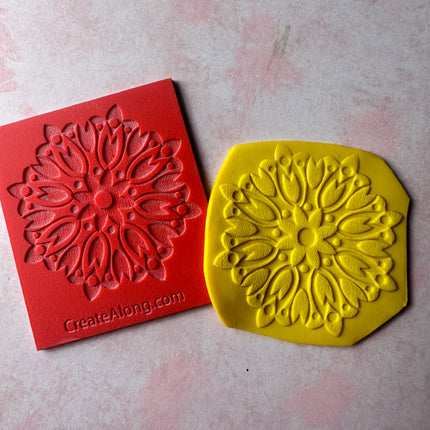 Tulip Mandala rubber stamp deco element small stamps for polymer clay and crafts - Create Along 